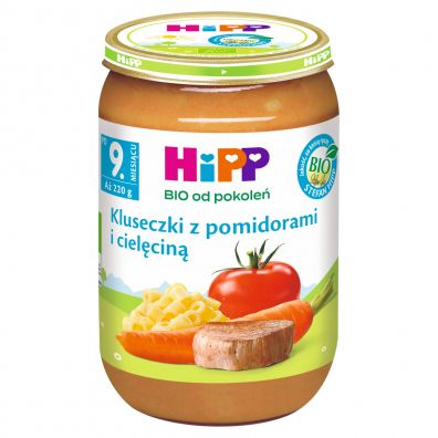 Hipp Kluseczki z pomidorami i cielcin po 9. miesicu 220 g Bio