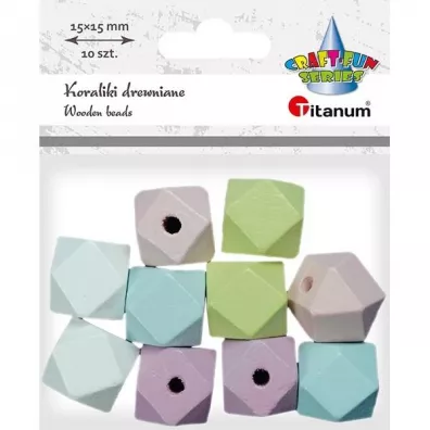 Titanum Koraliki drewniane kostki �ci�te pastel 10 szt.
