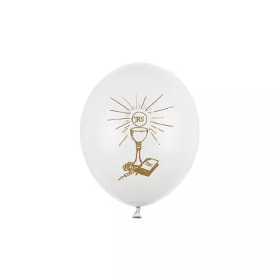 PartyDeco Balony 27cm I Komunia w. pure white A6 93262