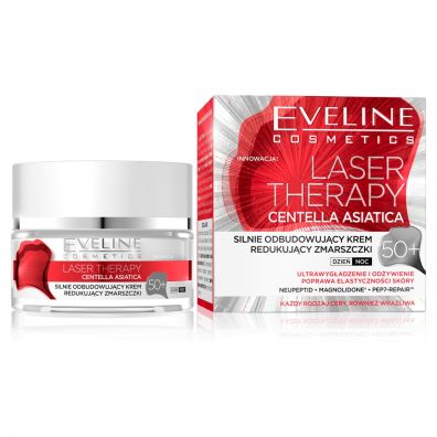 Eveline Cosmetics Laser Therapy Centella Asiatica 50+ silnie odbudowujcy krem redukujcy zmarszczki na dzie i na noc 50 ml