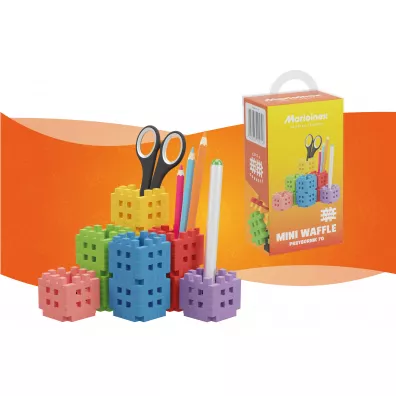 Klocki konstrukcyjne Mini Waffle 70 element�w Przybornik MARIOINEX 905746
