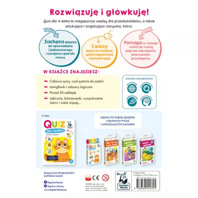 Quiz dla 4-latka. Ksika z naklejkami. Kapitan Nauka
