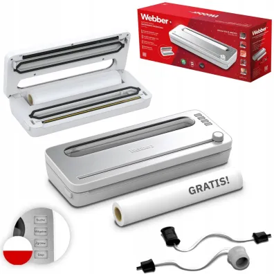 Webber Zgrzewarka pr�niowa do pakowania �ywno�ci 120W akcesoria bia�a