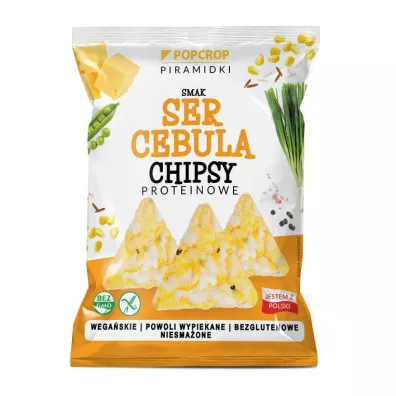 Popcrop Chrupki piramidki proteinowe o smaku sera i cebuli bezglutenowe 60 g