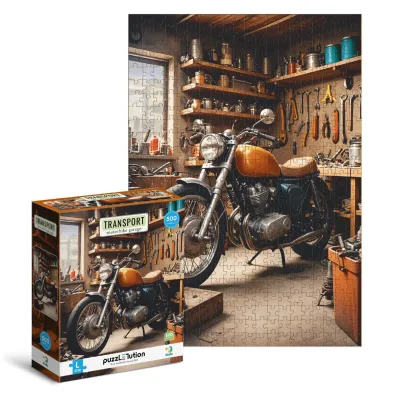Puzzle 500 el. Medium-L Transport. Motocykl w gara�u Dodo
