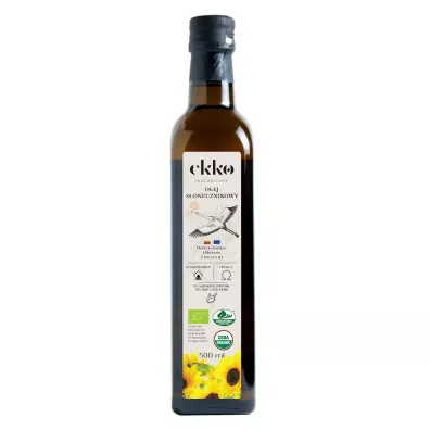 Ekko Olej sonecznikowy do gotowania i smaenia toczony na zimno 500 ml Bio