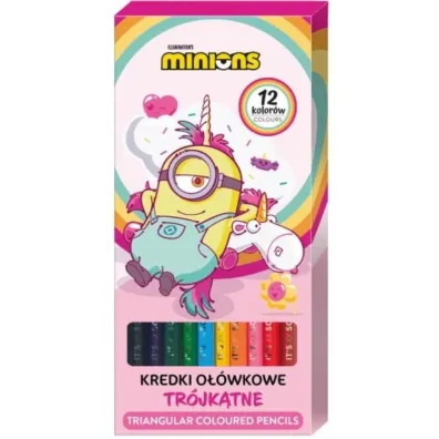 Kredki o��wkowe tr�jk�tne Minionki 12 kolor�w