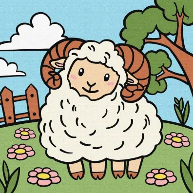 Malowanie po numerach - Baranek Kids 25x25cm Ideyka