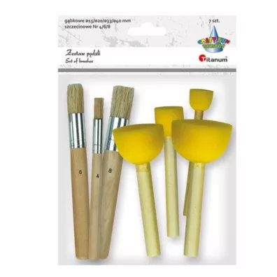 Titanum Zestaw p�dzle szczecinowe okr�g�e + g�bkowe mix 7 szt.