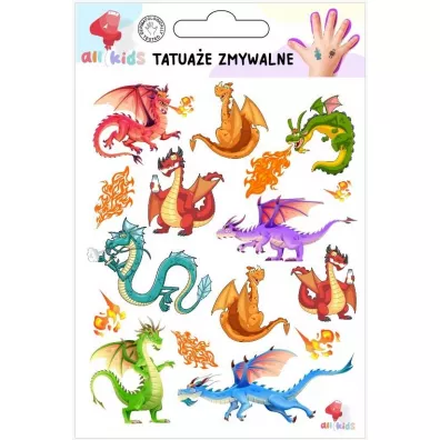 Tatua�e zmywalne dla dzieci Smoki All4Kids