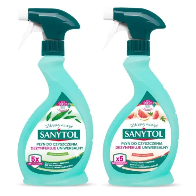 Sanytol Zestaw Spray uniwersalny o zapachu eukaliptusa + Spray uniwersalny o zapachu grejpfruta 2 x 500 ml