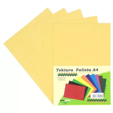 Penword Tektura A4 falista cytrynowa 5 szt.