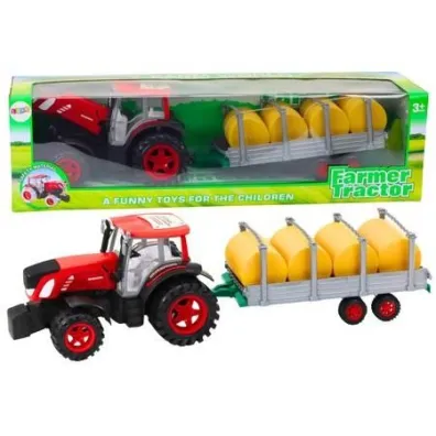 Traktor rolniczy z przyczep� i balami siana nap�d LeanToys