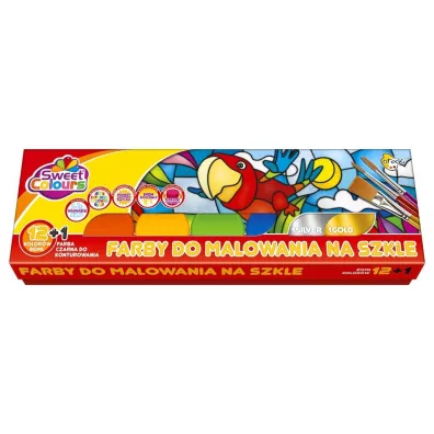 Sweet colours Farby do malowania na szkle + 1 kontur�wka 12 kolor�w