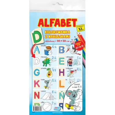 Alfabet. Kolorowanka z naklejkami. Format XL