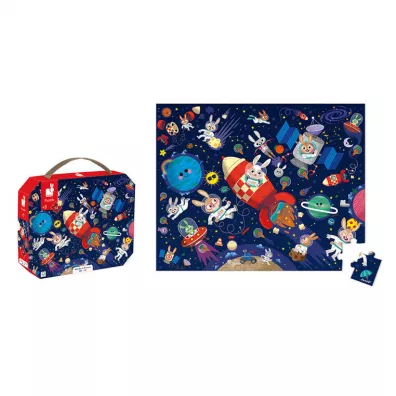 Puzzle 54 el. Rakieta kosmiczna w walizce Janod