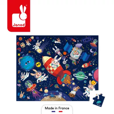 Puzzle 54 el. Rakieta kosmiczna w walizce Janod