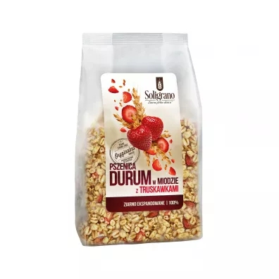 Soligrano Pszenica durum ekspandowana w miodzie z truskawkami