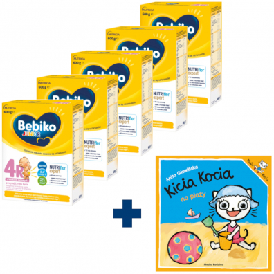 Bebiko Zestaw Junior 4R Odywcza formua na bazie mleka dla dzieci powyej 2. roku ycia + Kicia Kocia na play GRATIS 5 x 600 g