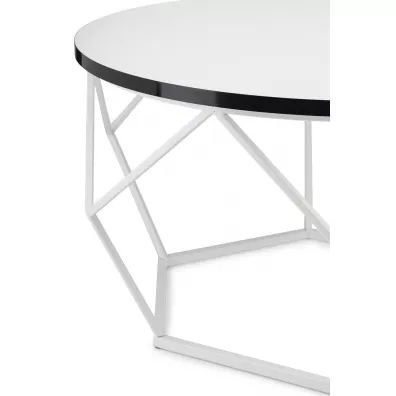 Stolik Diamond 70 cm biay blat z czarnym rantem i biay stela