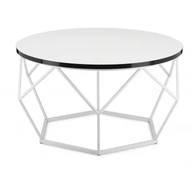 Stolik Diamond 70 cm biay blat z czarnym rantem i biay stela