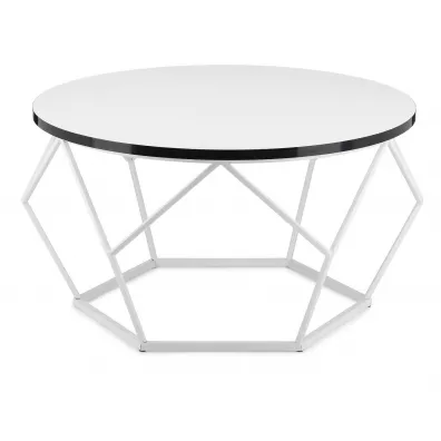 Stolik Diamond 70 cm biay blat z czarnym rantem i biay stela