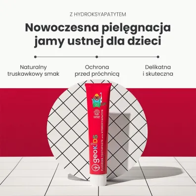 Georganics GeoKIDS, Naturalna pasta do z�b�w dla dzieci z hydroksyapatytem, na mocne szkliwo, Strawberry 75 ml