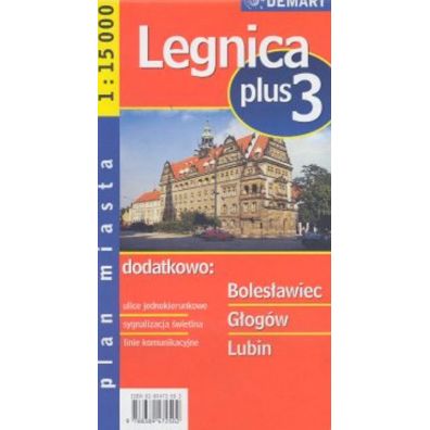 Plan miasta +3 Legnica, Bolesławiec, Głogów, Lubin 1:15 000