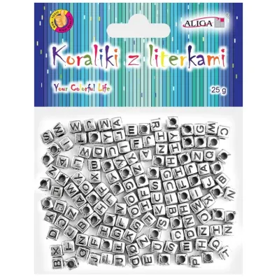 Aliga Koraliki metalowe z literkami 6 x 6 mm PJA-0347 25 g