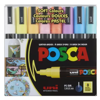 Uni Mitsubishi Pencil Markery PC-5M soft colors pastelowe kolory Posca Uni 8 szt.