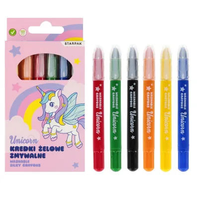 Kredki zmywalne 6 kolor�w Unicorn STARPAK 551672