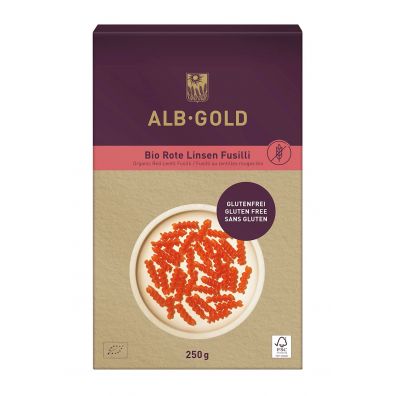 Alb-Gold Makaron (z soczewicy czerwonej) świderki bezglutenowy 250 g Bio