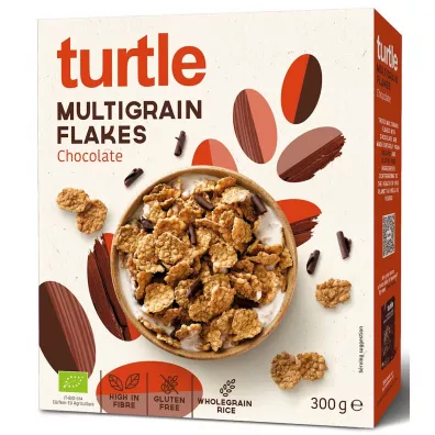 Turtle P�atki �niadaniowe zbo�owe z wi�rkami czekoladowymi bezglutenowe 300 g Bio