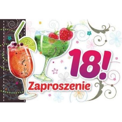 Kukartka Zaproszenie ZZ-038 Urodziny 18 drinki 5 szt.