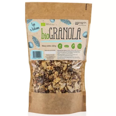 Papagrin Granola figa z kokosem bez glutenu 320 g Bio