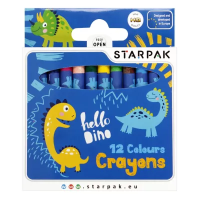 Kredki woskowe 12 kolor�w Dino STARPAK 512004 12 szt.