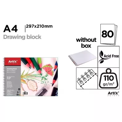 Artix Blok rysunkowy A4/80K 110g