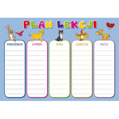 Plan lekcji + tabliczka mno�enia