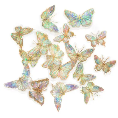 dpCraft Po�yskuj�ce naklejki PET - Motyle moonstone 20 szt.