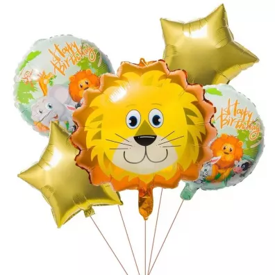 GoParty Zestaw balon�w foliowych Lew 5 szt.