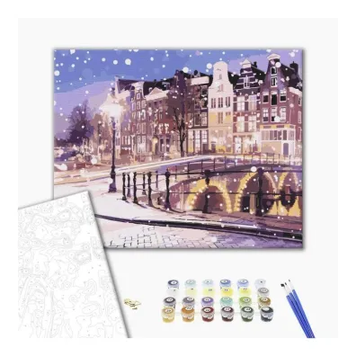 Brushme Malowanie po numerach - Bajkowy Amsterdam zim� 40x50cm