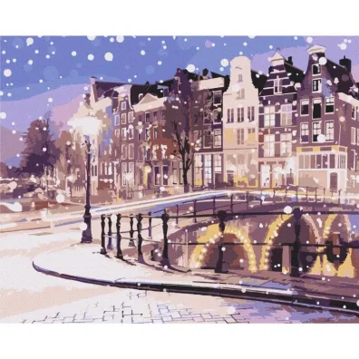 Brushme Malowanie po numerach - Bajkowy Amsterdam zim� 40x50cm
