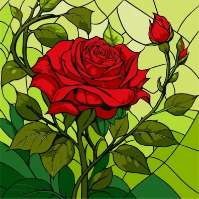 Ideyka Malowanie po numerach - Witra�. R�a 30x30cm