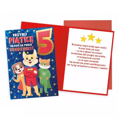 Kukartka Karnet Urodziny 5 Pieski