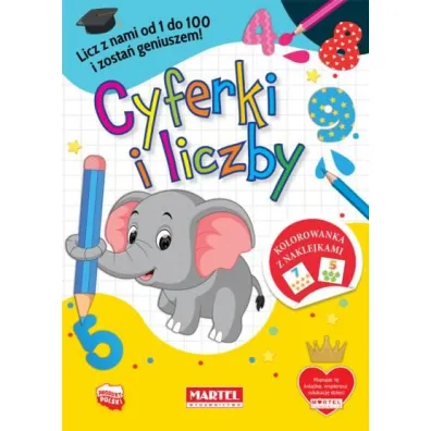 Kolorowanka z naklejkami. Cyferki i liczby