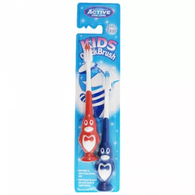 Active Oral Care Kids Quick Brush 3-6 Years szczoteczki do zbw dla dzieci Pingwin 2 szt.
