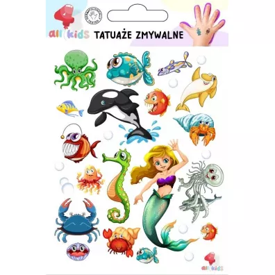 Tatuae zmywalne dla dzieci Zwierzta morskie All4Kids