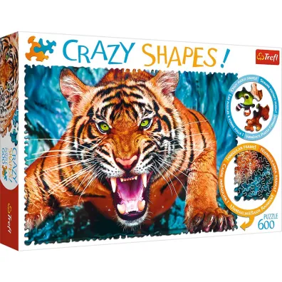 Puzzle 600 el. Crazy Shapes. Oko w oko z tygrysem Trefl