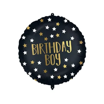 Godan Balon foliowy Black-Gold Birthday Boy 46cm