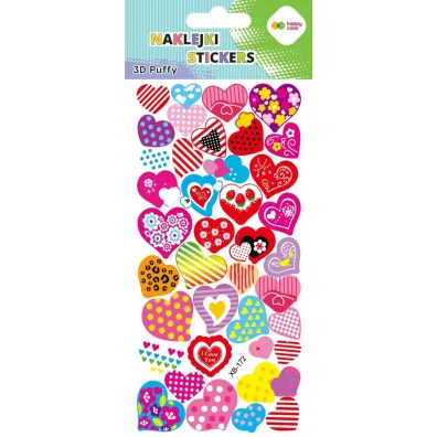 Happy Color Naklejki 3D PUFFY-Colorful Hearts 9.5x22 cm